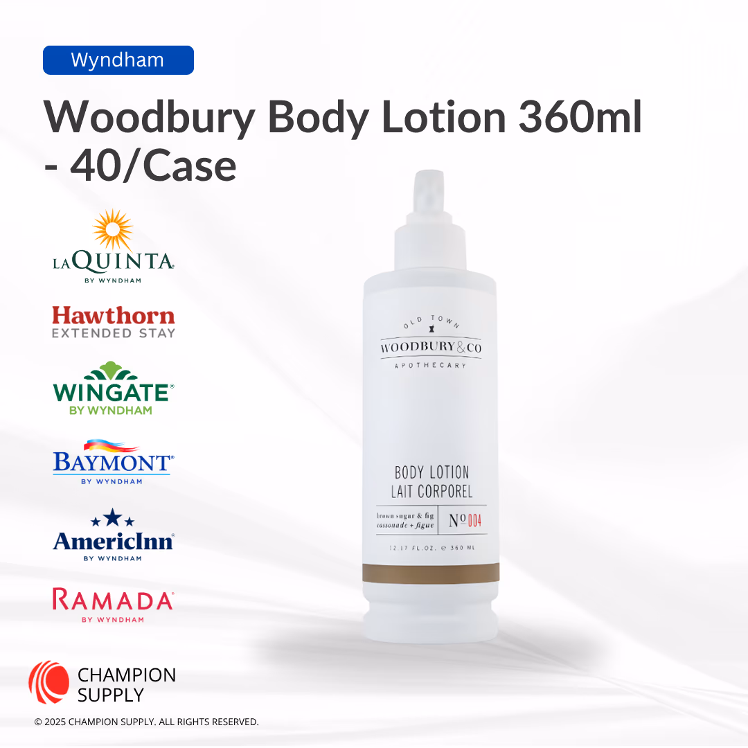 Woodbury & Co 12.17 fl.oz/360ml Brown Sugar & Fig Body Lotion in non-refillable round pump bottle, Case of 40